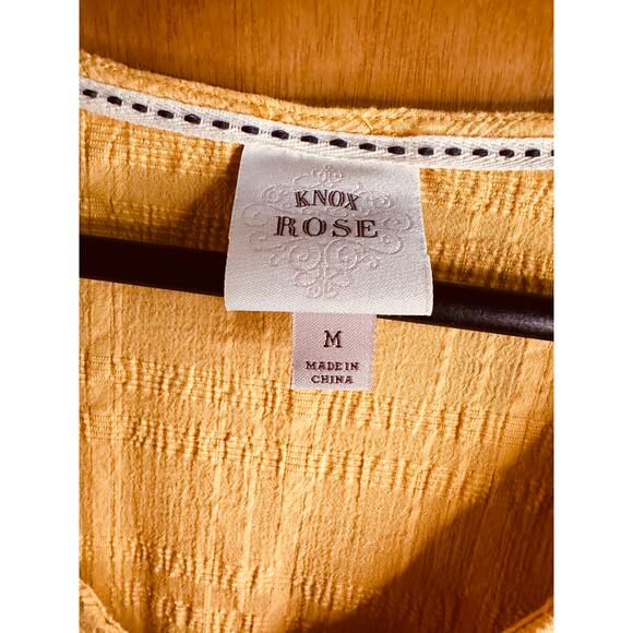 Knox Rose Women's Mustard Yellow Short Babydoll Dress Ruffles Pockets Size M - Picture 5 of 11